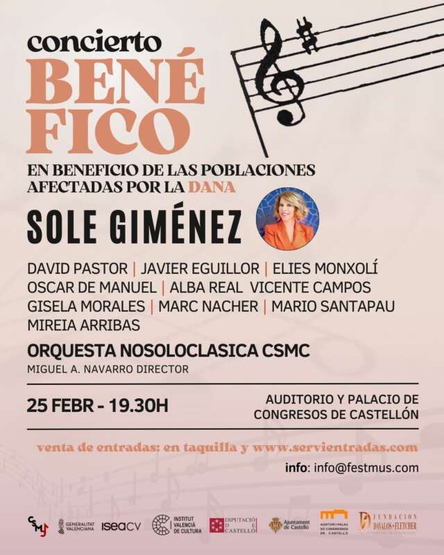 Concierto Benéfico por los afectados spor la DANA con Sole Giménez 2025