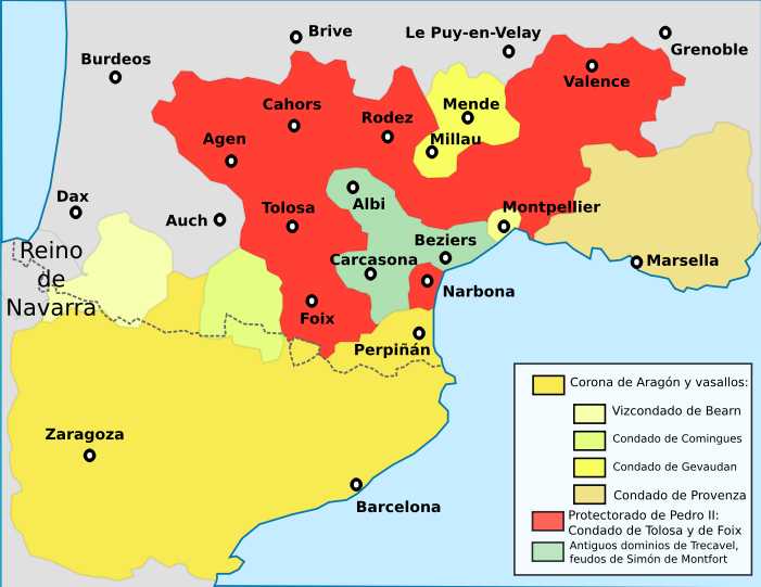 Territorios de la Corona de Aragón en Francia en 1300