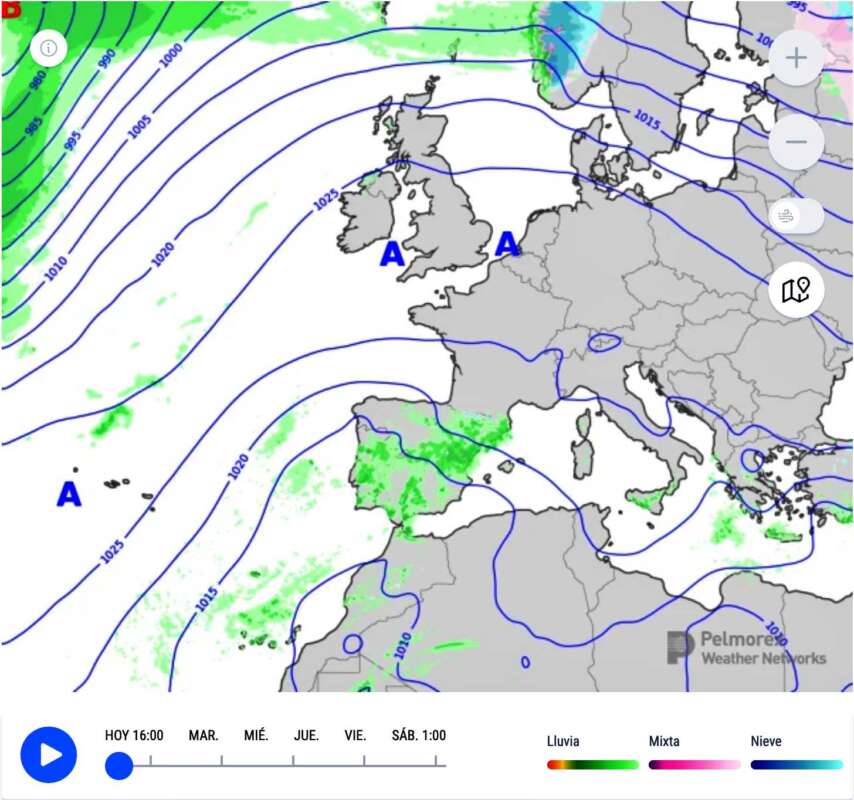 Previsiones lluvias mapas de presión Eltiempo.es 030325