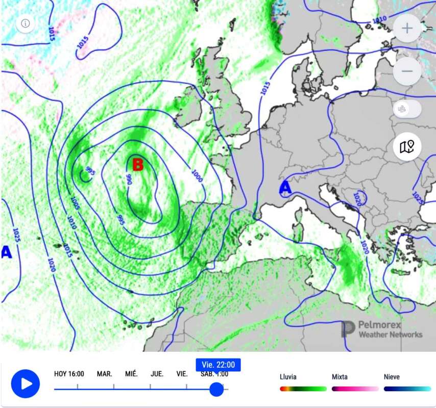 Previsiones lluvias mapas de presión Eltiempo.es 080325