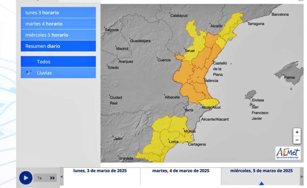 Previsiones Meteorológicas de AEMET 050325