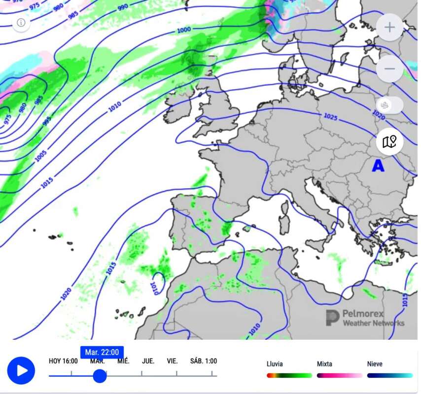 Previsiones lluvias mapas de presión Eltiempo.es 040325