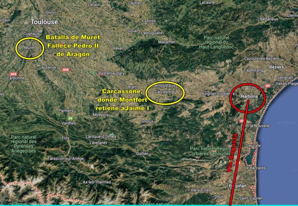 Recorrido de la Vía Augusta romana desde la ciudad francesa de Narbona 