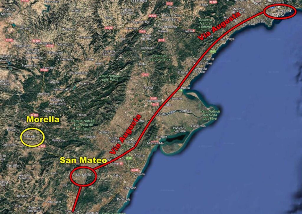 Recorrido de la Vía Augusta romana desde Tarragona a Sant Mateu